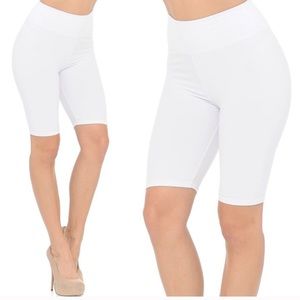 White high waist soft biker shorts